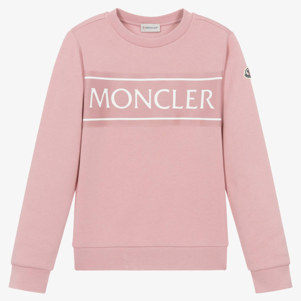 Moncler Enfant-Girls Pink Cotton Logo Sweatshirt | Childrensalon Outlet