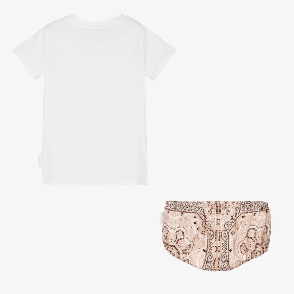 Moncler Enfant-Girls Pink Paisley Shorts Ensemble | Childrensalon Outlet