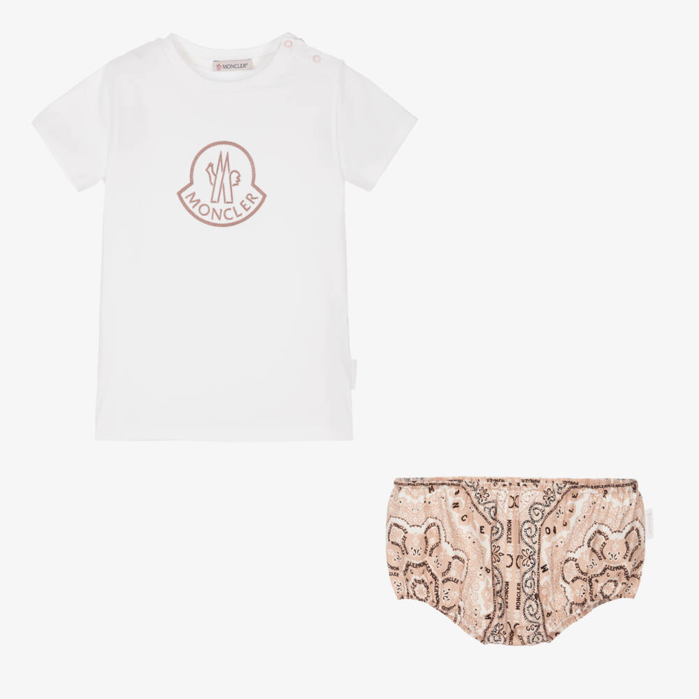 Moncler Enfant-Girls Pink Paisley Shorts Ensemble | Childrensalon Outlet