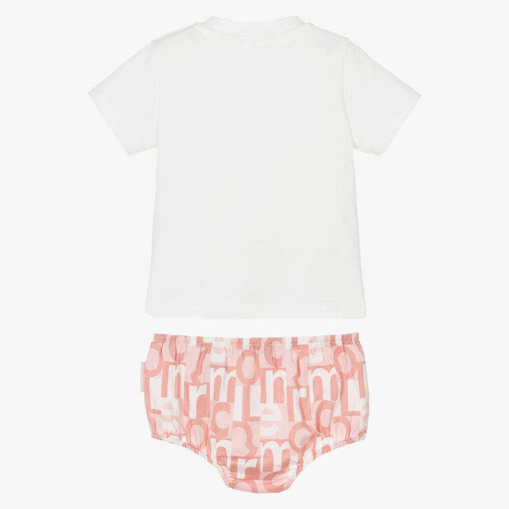 Moncler Enfant-Girls Pink & White T-Shirt Set | Childrensalon Outlet