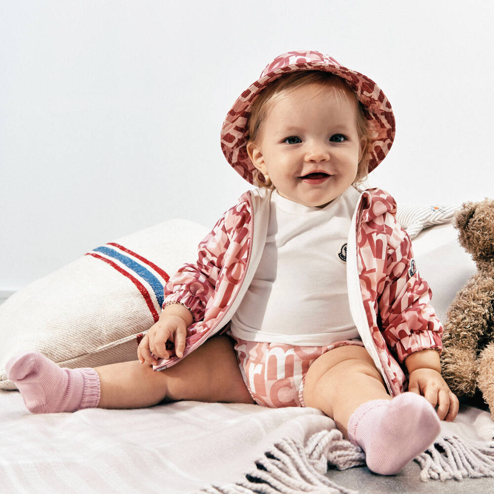 Moncler Enfant-Girls Pink & White T-Shirt Set | Childrensalon Outlet