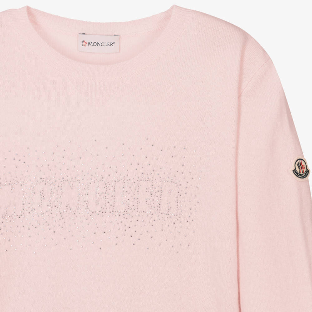 Moncler Enfant-كنزة صوف وردية براقة للبنات | Childrensalon Outlet