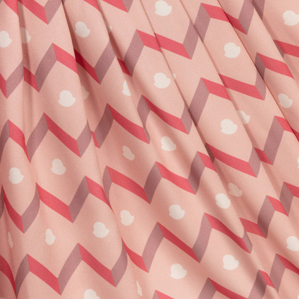 Moncler Enfant-Платье из розового атласа с зигзагами для девочек | Childrensalon Outlet