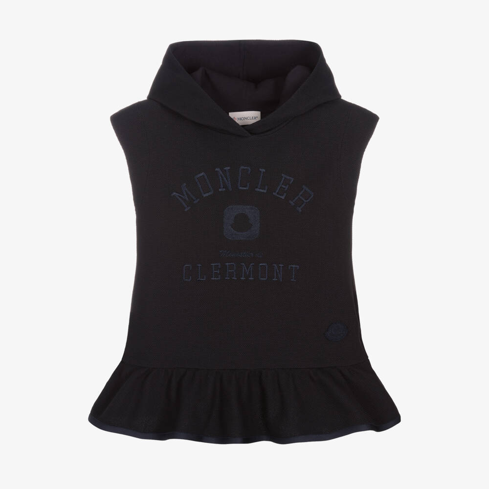 Moncler Enfant-فستان كحلي بغطاء رأس ومزين بالكشاكش للبنات | Childrensalon Outlet