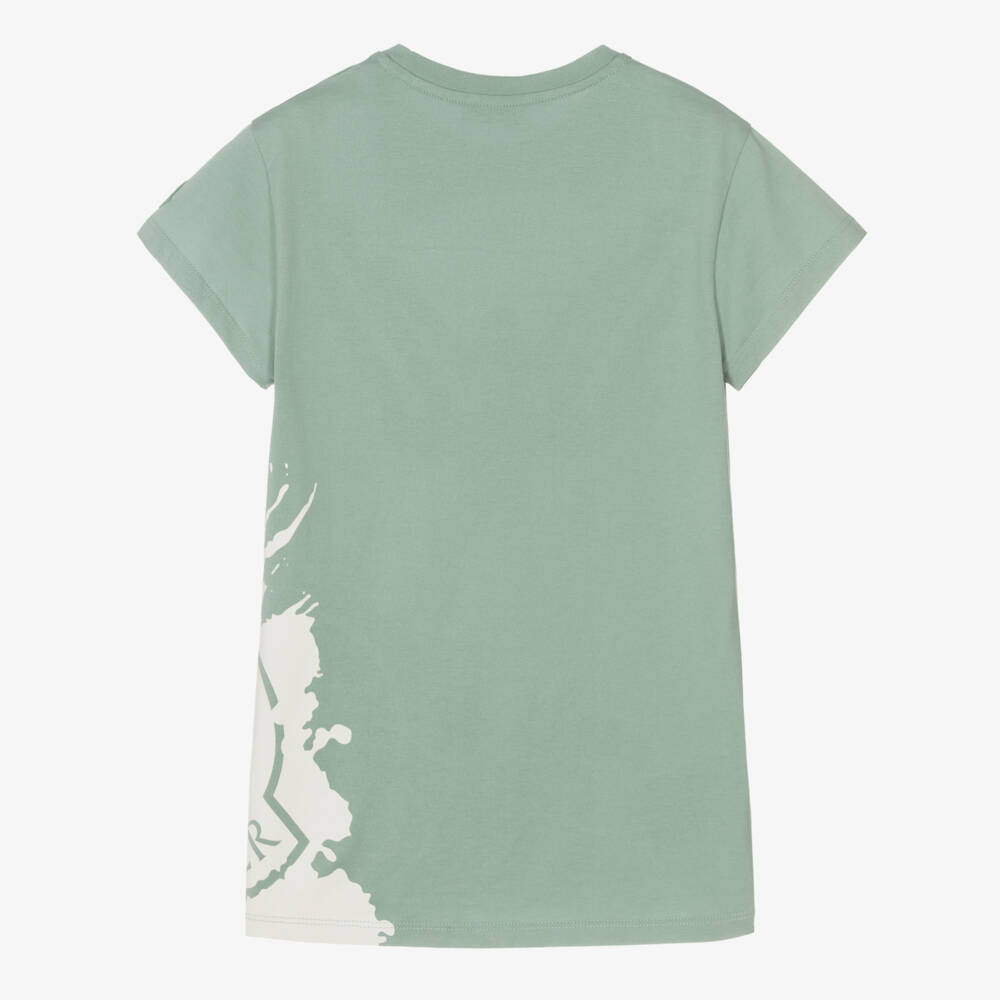 Moncler Enfant-Футболка из хлопка морской зелени для девочек | Childrensalon Outlet