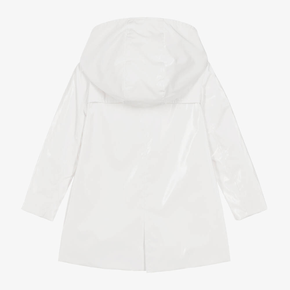 Moncler Enfant-معطف مطري أبيض لامع للبنات | Childrensalon Outlet