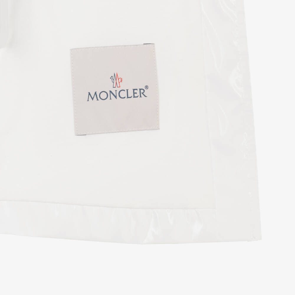 Moncler Enfant-معطف مطري أبيض لامع للبنات | Childrensalon Outlet