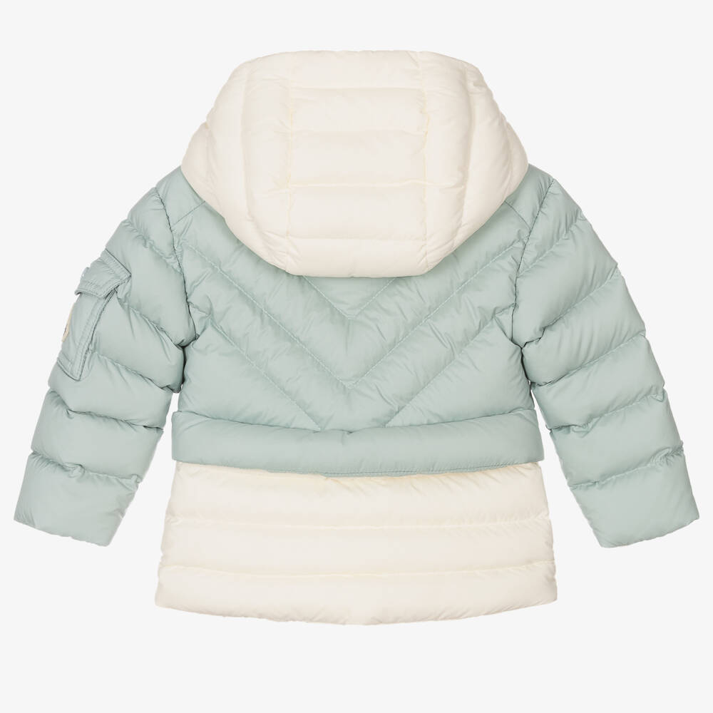 Moncler Enfant-Пуховик с капюшоном небесного цвета для девочек | Childrensalon Outlet