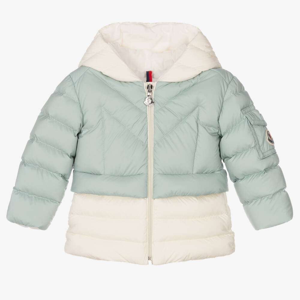 Moncler Enfant-Пуховик с капюшоном небесного цвета для девочек | Childrensalon Outlet