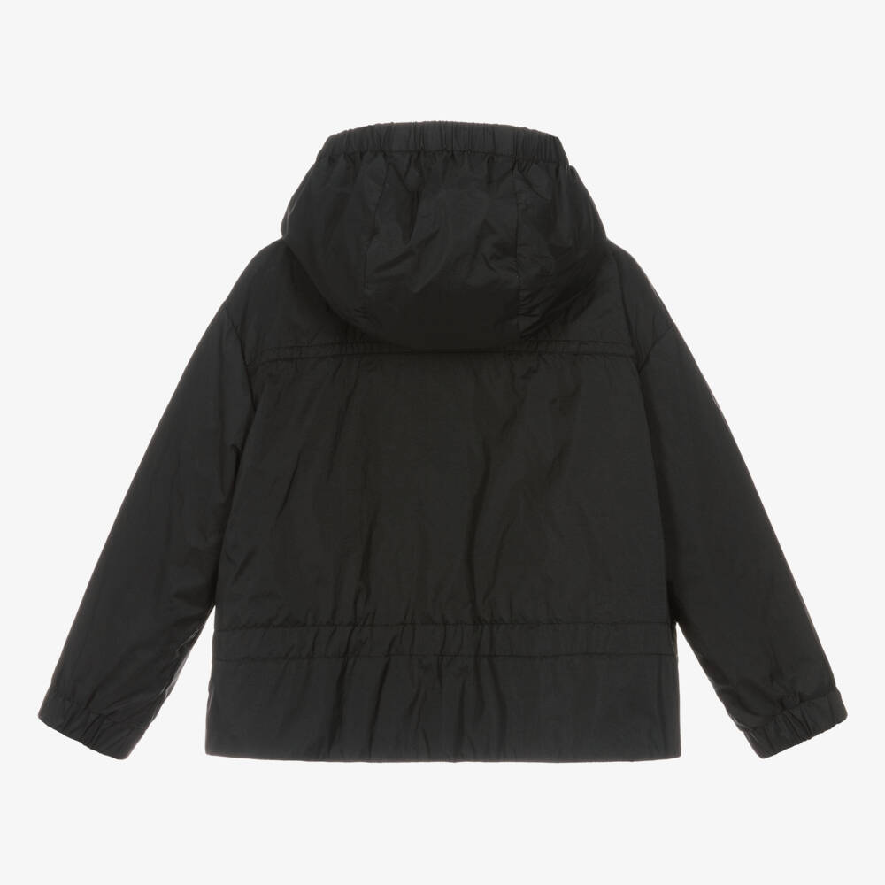 Moncler Enfant-جاكيت أسود أنيق بغطاء للرأس للبنات | Childrensalon Outlet