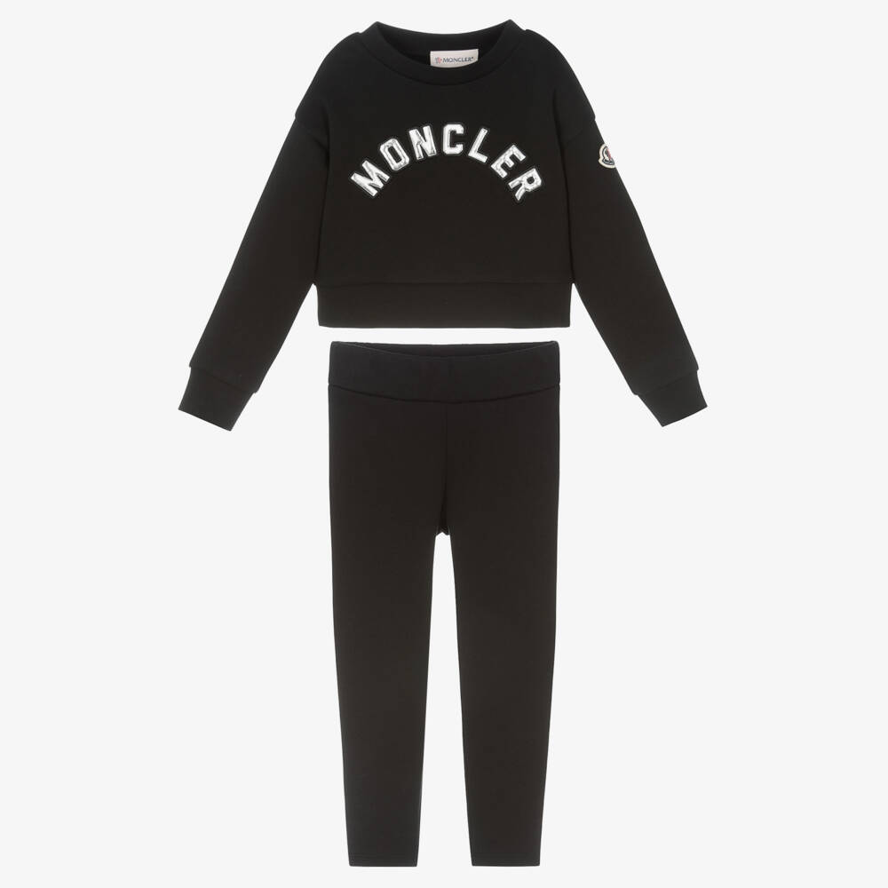 Moncler Enfant-Мягкий черный комплект леггинсов для девочек | Childrensalon Outlet