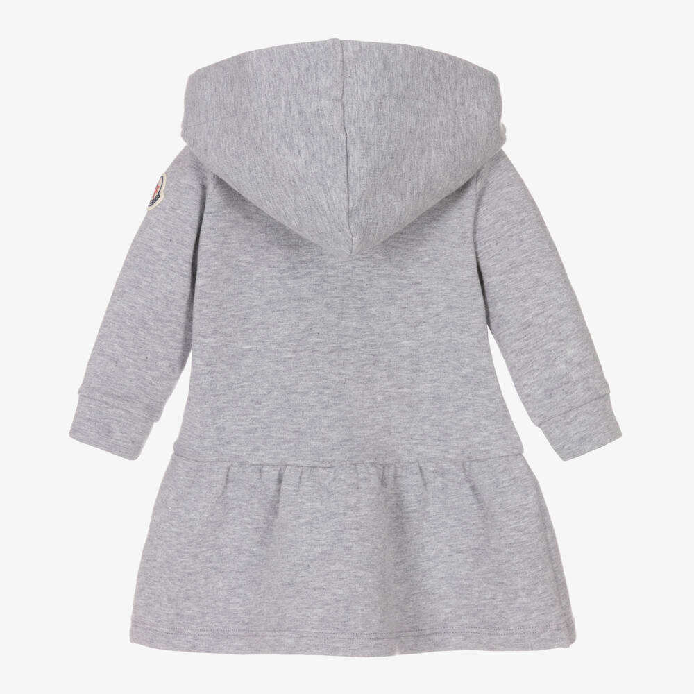 Moncler Enfant-Girls Soft Grey Hooded Dress | Childrensalon Outlet