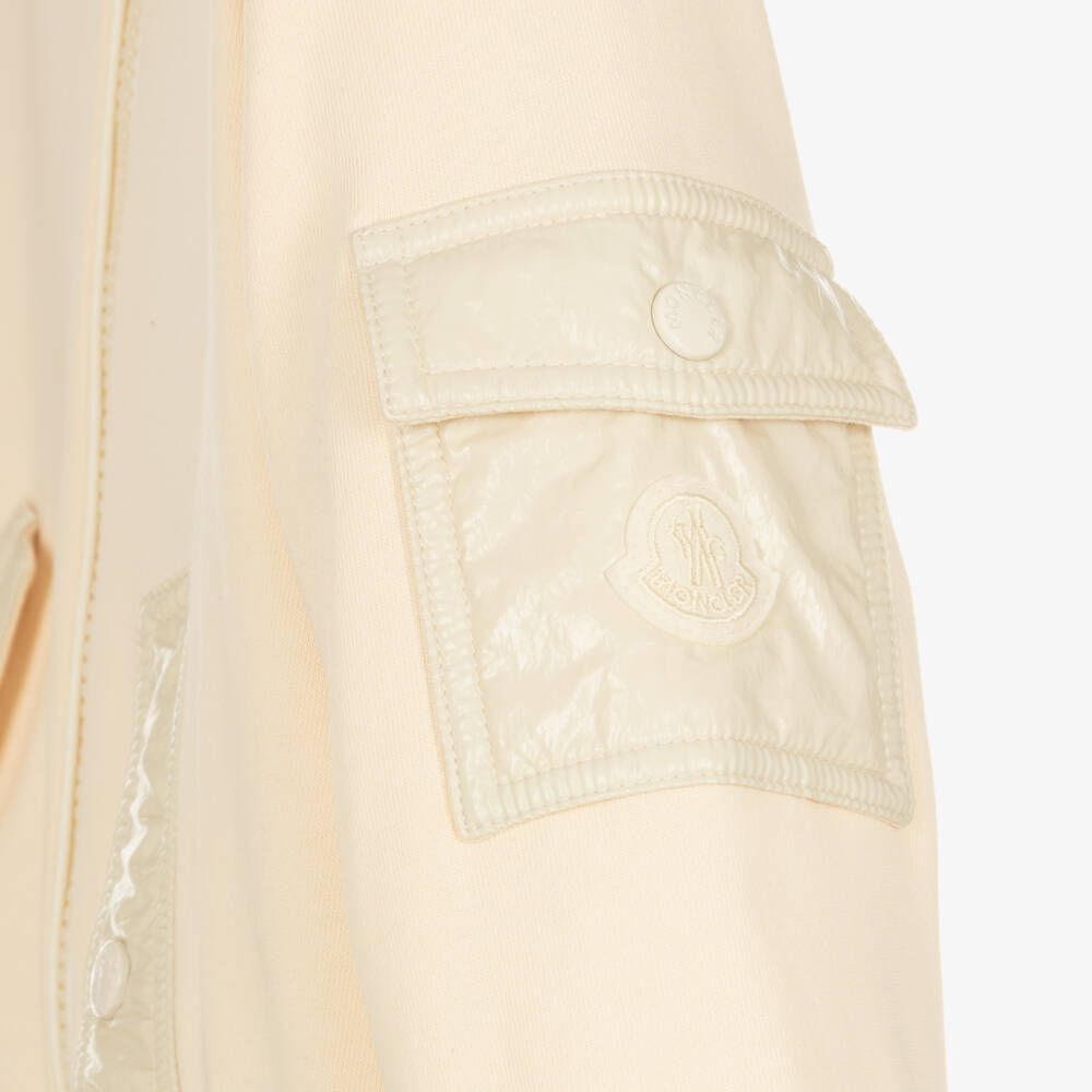 Moncler Enfant-Мягкая кремовая куртка с капюшоном для девочек | Childrensalon Outlet