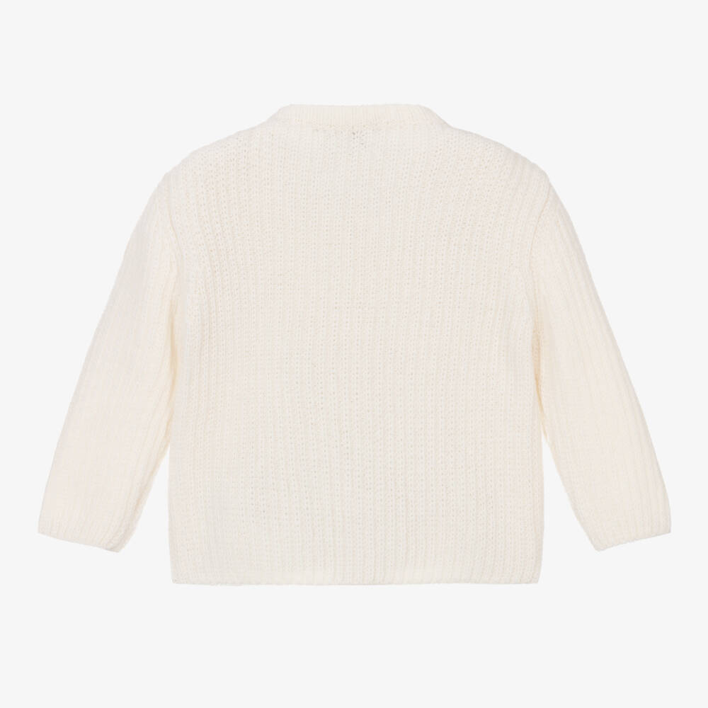 Moncler Enfant-Girls Soft Ivory Knitted Cardigan | Childrensalon Outlet