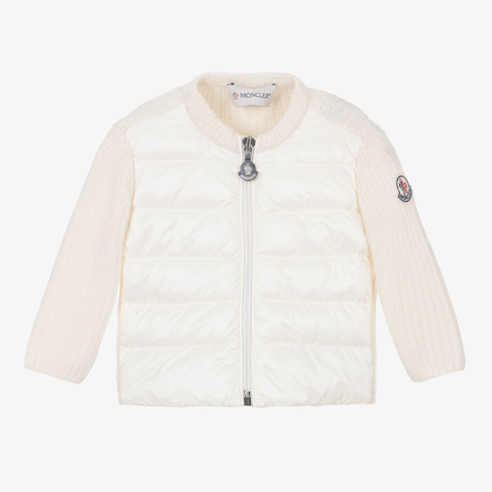Moncler Enfant-Girls Soft Ivory Knitted Cardigan | Childrensalon Outlet