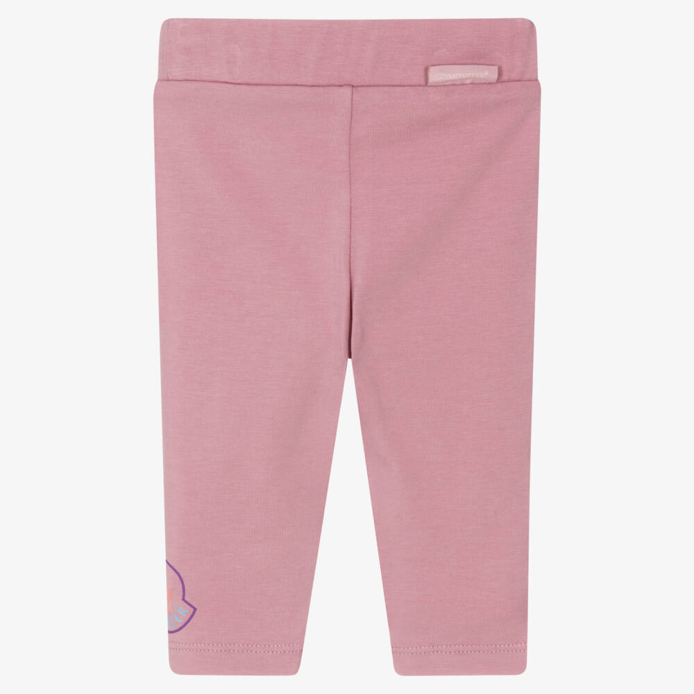 Moncler Enfant-Girls Soft Pink Cotton Leggings | Childrensalon Outlet