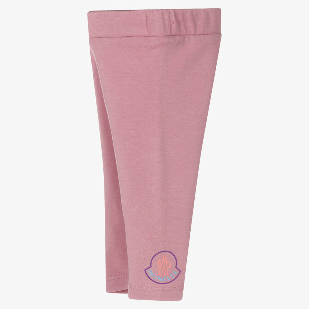 Moncler Enfant-Girls Soft Pink Cotton Leggings | Childrensalon Outlet