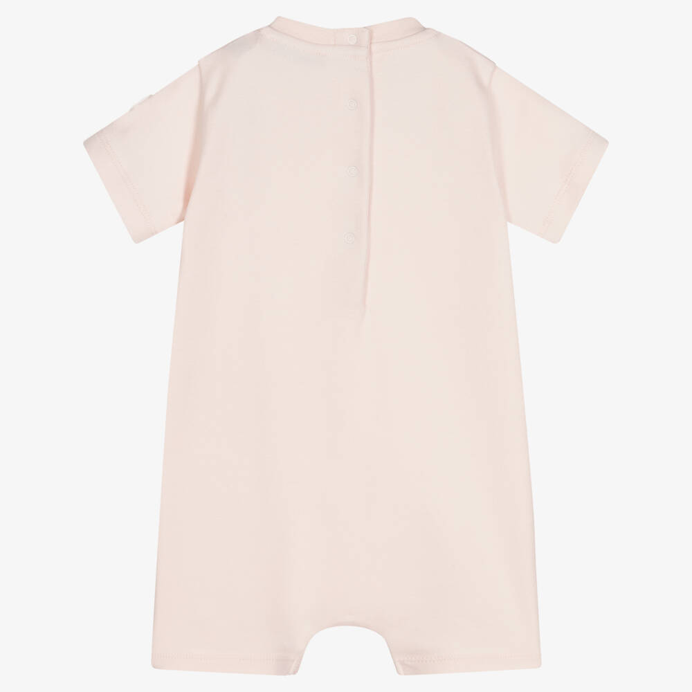 Moncler Enfant-Мягкий розовый хлопковый комбинезон для девочек | Childrensalon Outlet