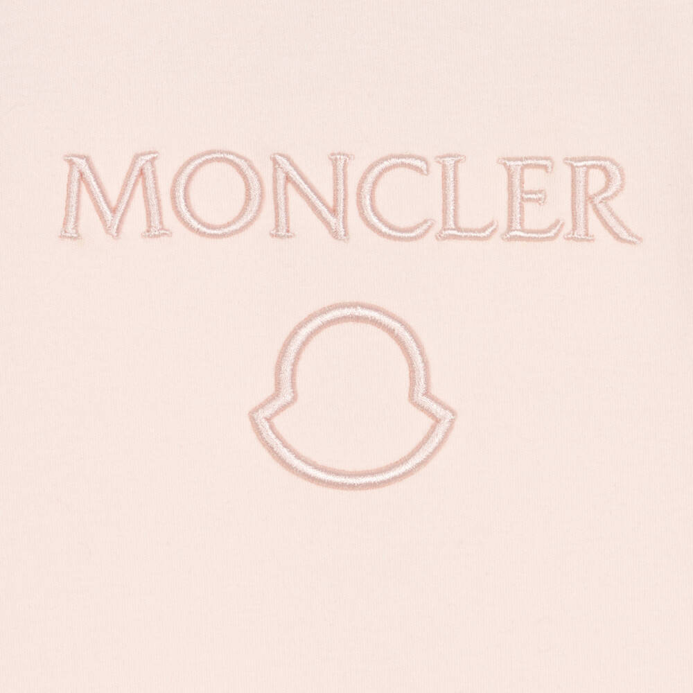 Moncler Enfant-Мягкий розовый хлопковый комбинезон для девочек | Childrensalon Outlet
