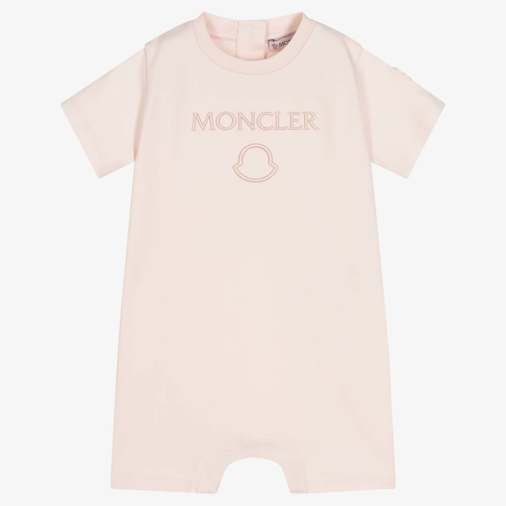 Moncler Enfant-Мягкий розовый хлопковый комбинезон для девочек | Childrensalon Outlet