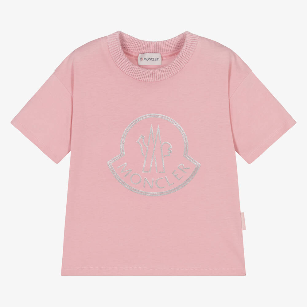 Moncler Enfant-تيشيرت وردي ناعم للبنات بشعار | Childrensalon Outlet