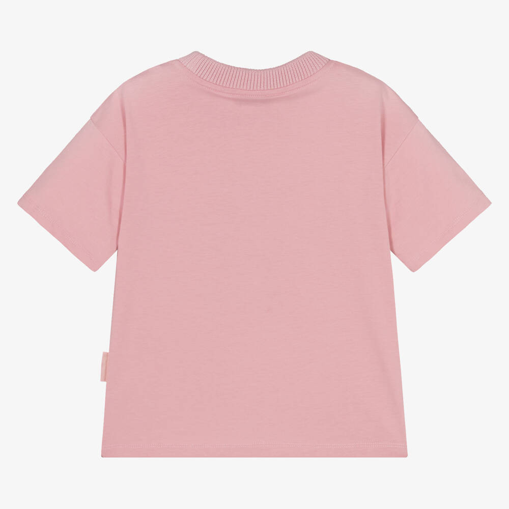 Moncler Enfant-تيشيرت وردي ناعم للبنات بشعار | Childrensalon Outlet