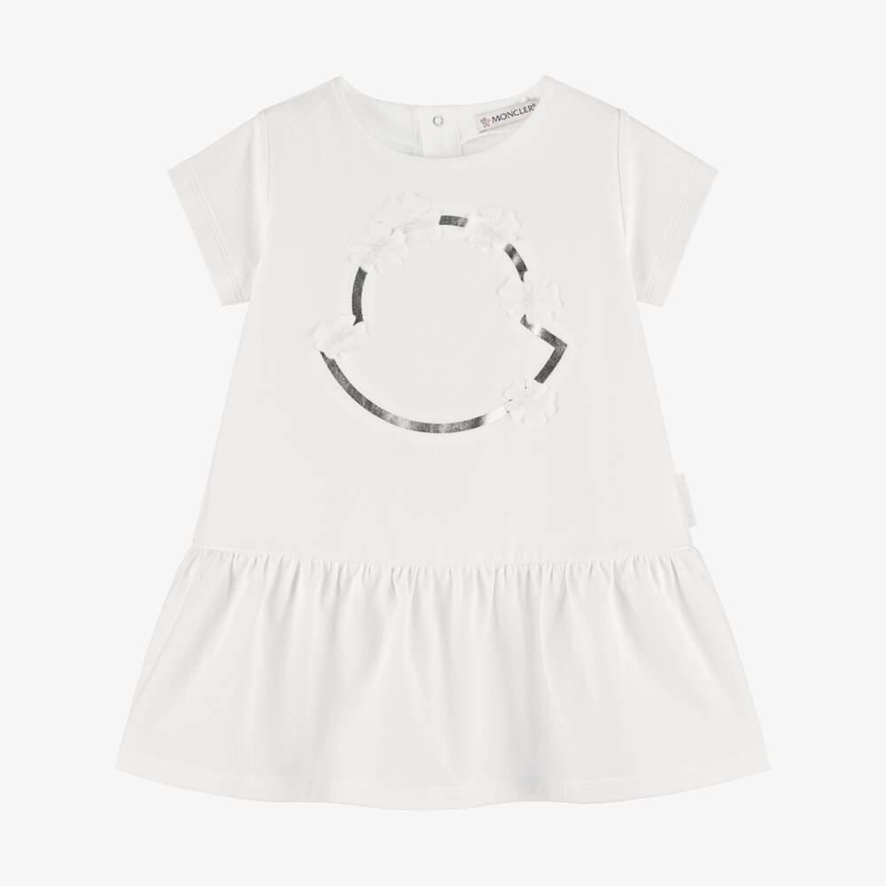Moncler Enfant-Girls Soft White Jersey Dress | Childrensalon Outlet