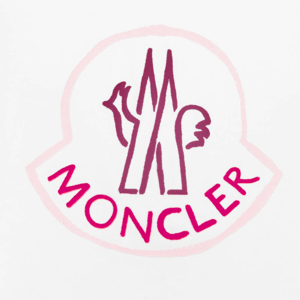 Moncler Enfant-تيشيرت أبيض ناعم للبنات بشعار | Childrensalon Outlet