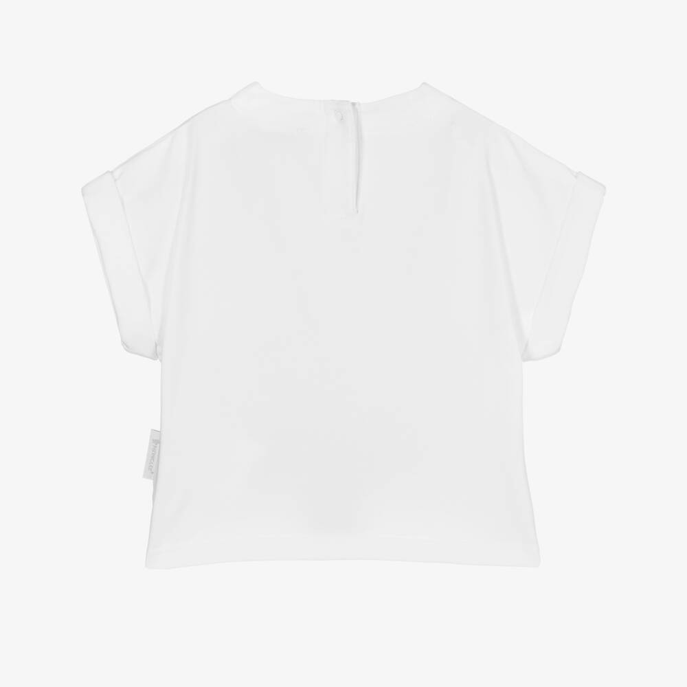 Moncler Enfant-تيشيرت أبيض ناعم للبنات بشعار | Childrensalon Outlet