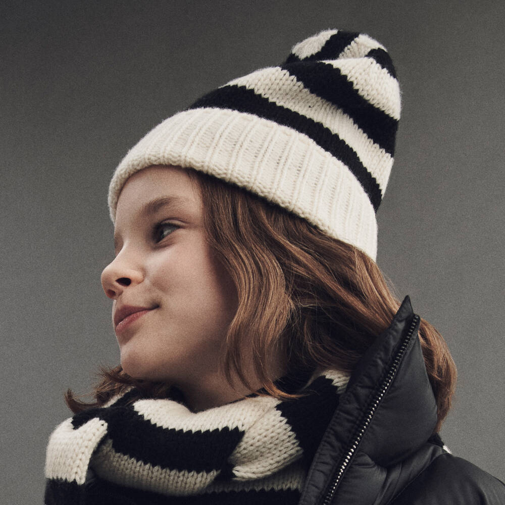 Moncler Enfant-Шерстяная вязаная шапка в полоску для девочек | Childrensalon Outlet