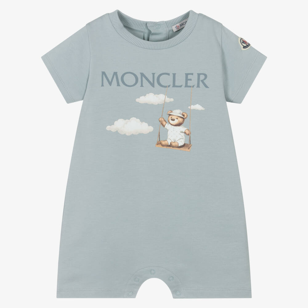 Moncler Enfant-Grey Cotton Bear Logo Baby Shortie | Childrensalon Outlet