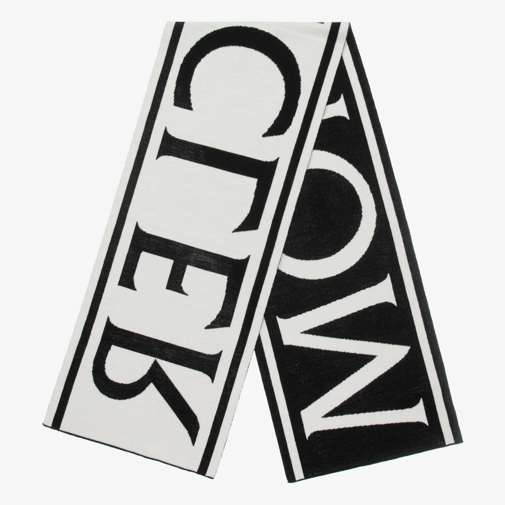 Moncler Enfant-Ivory and Black Wool Scarf | Childrensalon Outlet