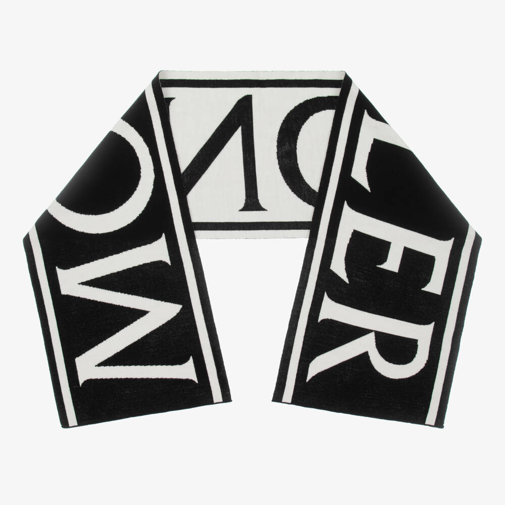 Moncler Enfant-Ivory and Black Wool Scarf | Childrensalon Outlet