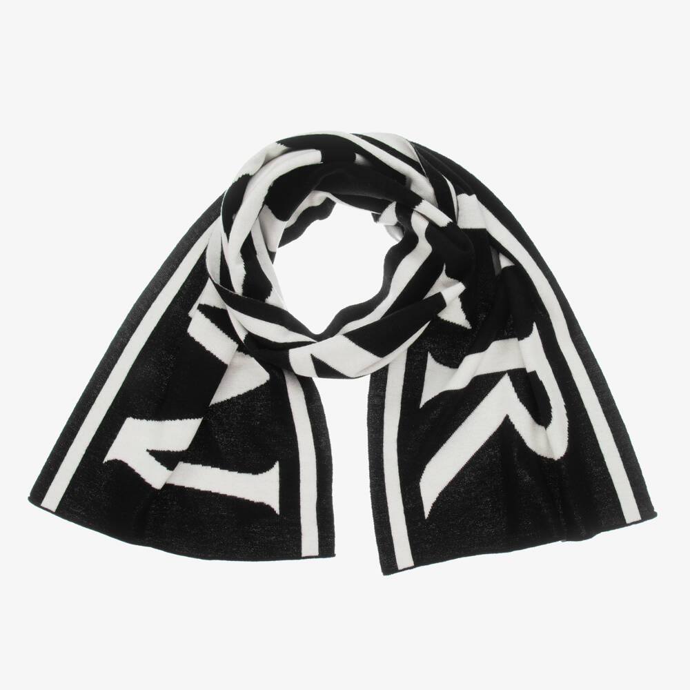 Moncler Enfant-Ivory and Black Wool Scarf | Childrensalon Outlet