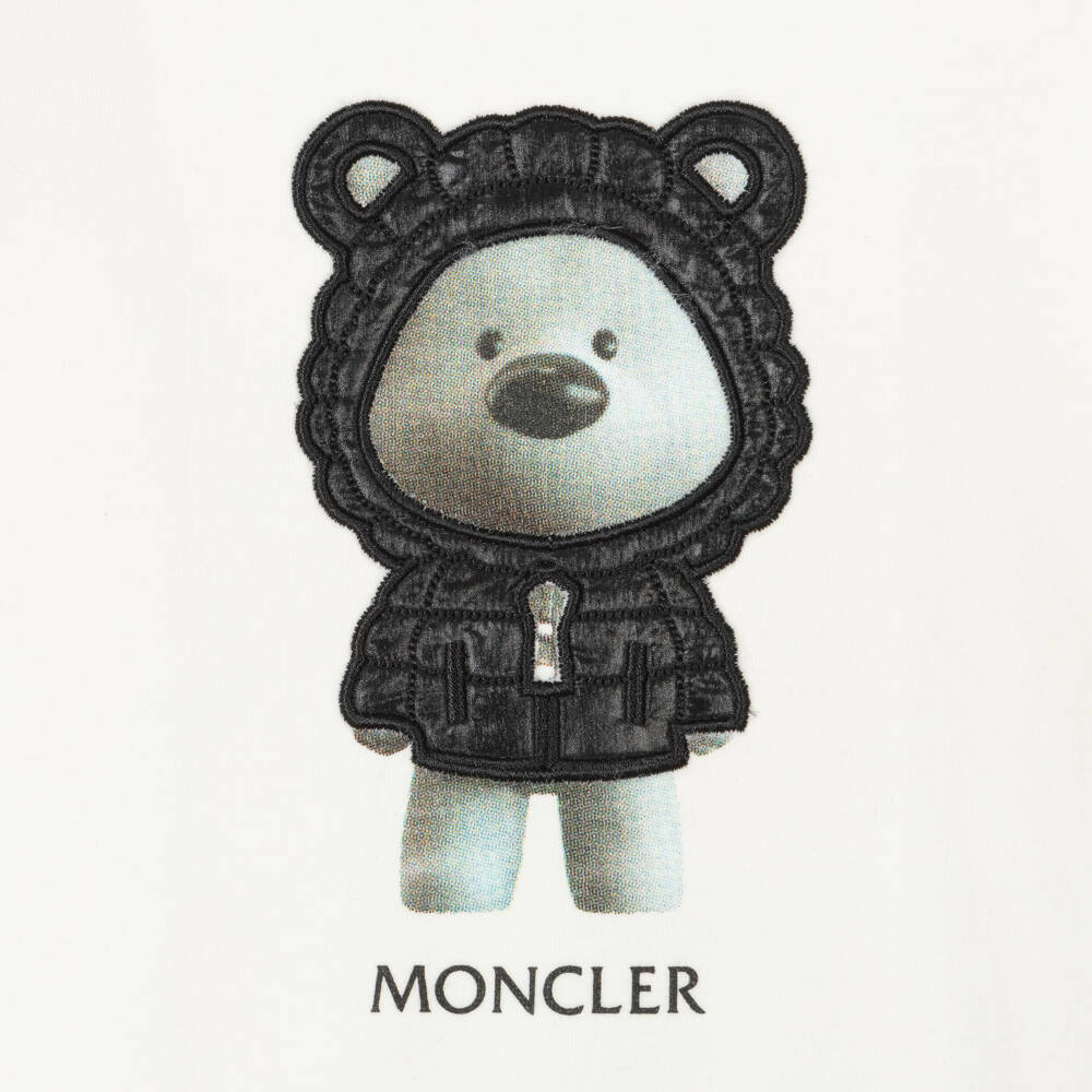 Moncler Enfant-بدلة قطنية عاجية للرضيع مع دب | Childrensalon Outlet