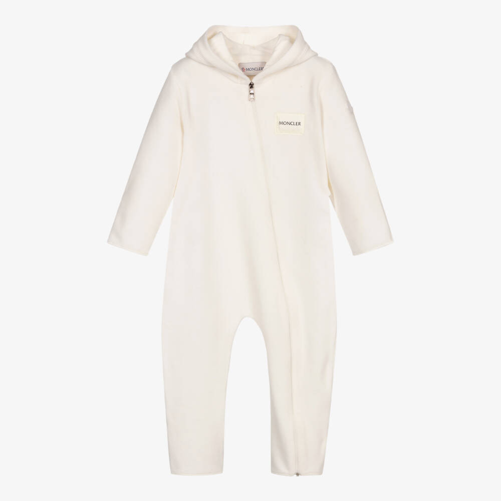 Moncler Enfant-Ivory Fleece Boys Pramsuit Delight | Childrensalon Outlet
