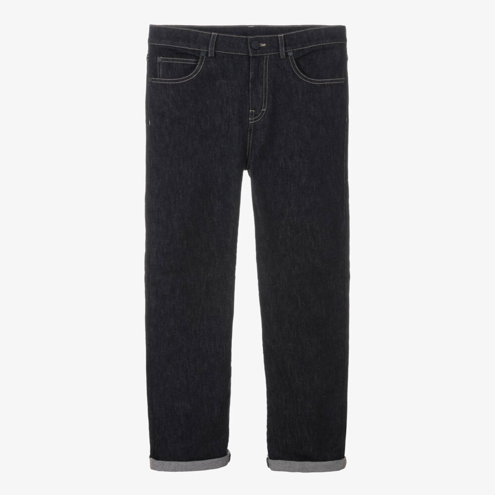 Moncler Enfant-بنطلون جينز كحلي مطرز للأولاد المراهقين | Childrensalon Outlet