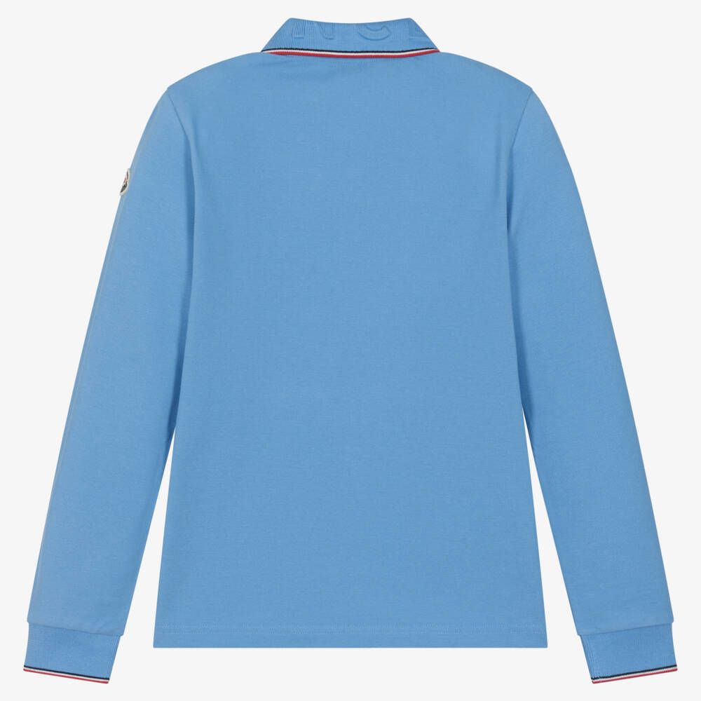 Moncler Enfant-Teen Boys Sky Blue Cotton Polo | Childrensalon Outlet