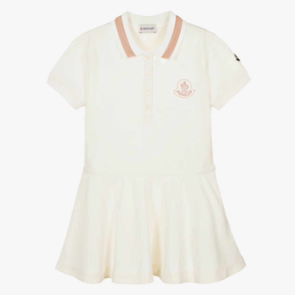 Moncler Enfant-Teen Girls Ivory Cotton Peplum Polo Shirt | Childrensalon Outlet