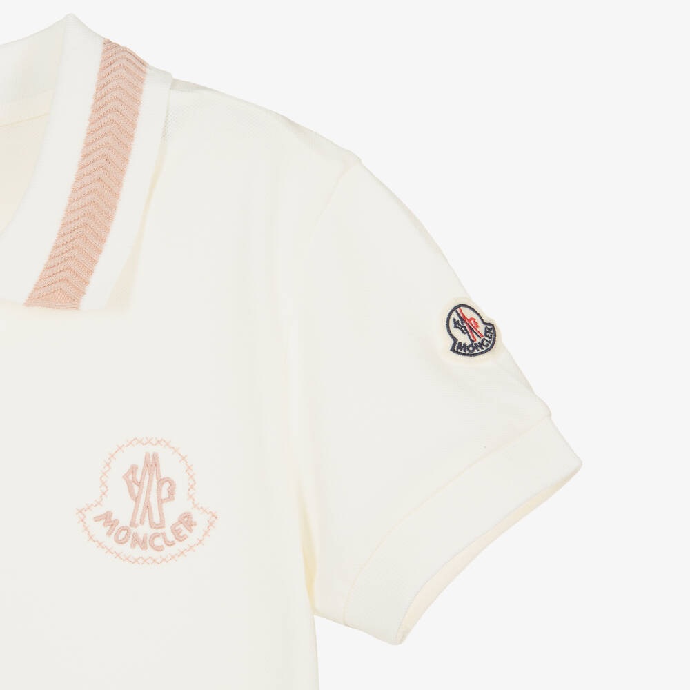 Moncler Enfant-Teen Girls Ivory Cotton Peplum Polo Shirt | Childrensalon Outlet