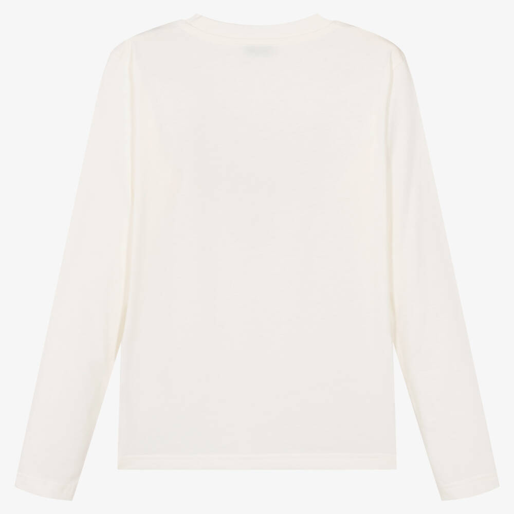 Moncler Enfant-تي شيرت قطني عاجي للمراهقين بشعار | Childrensalon Outlet