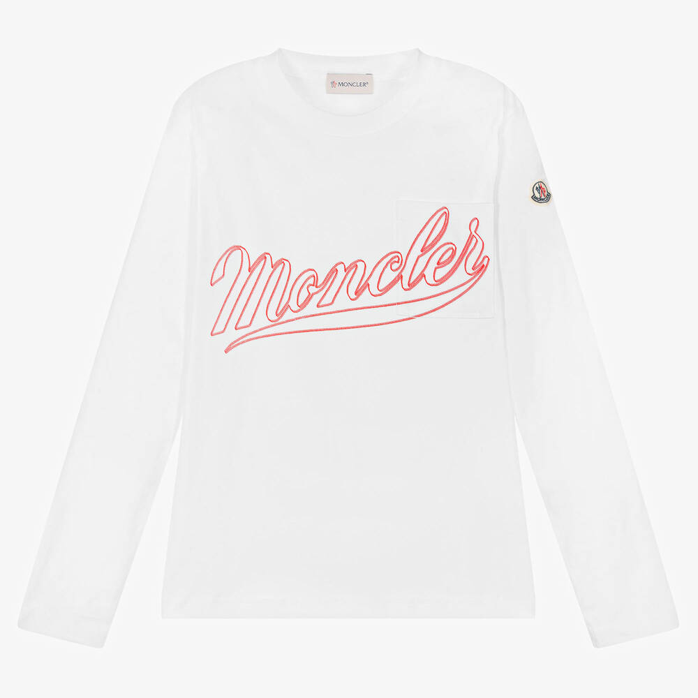 Moncler Enfant-قميص قطني أبيض بشعار للمراهقين | Childrensalon Outlet