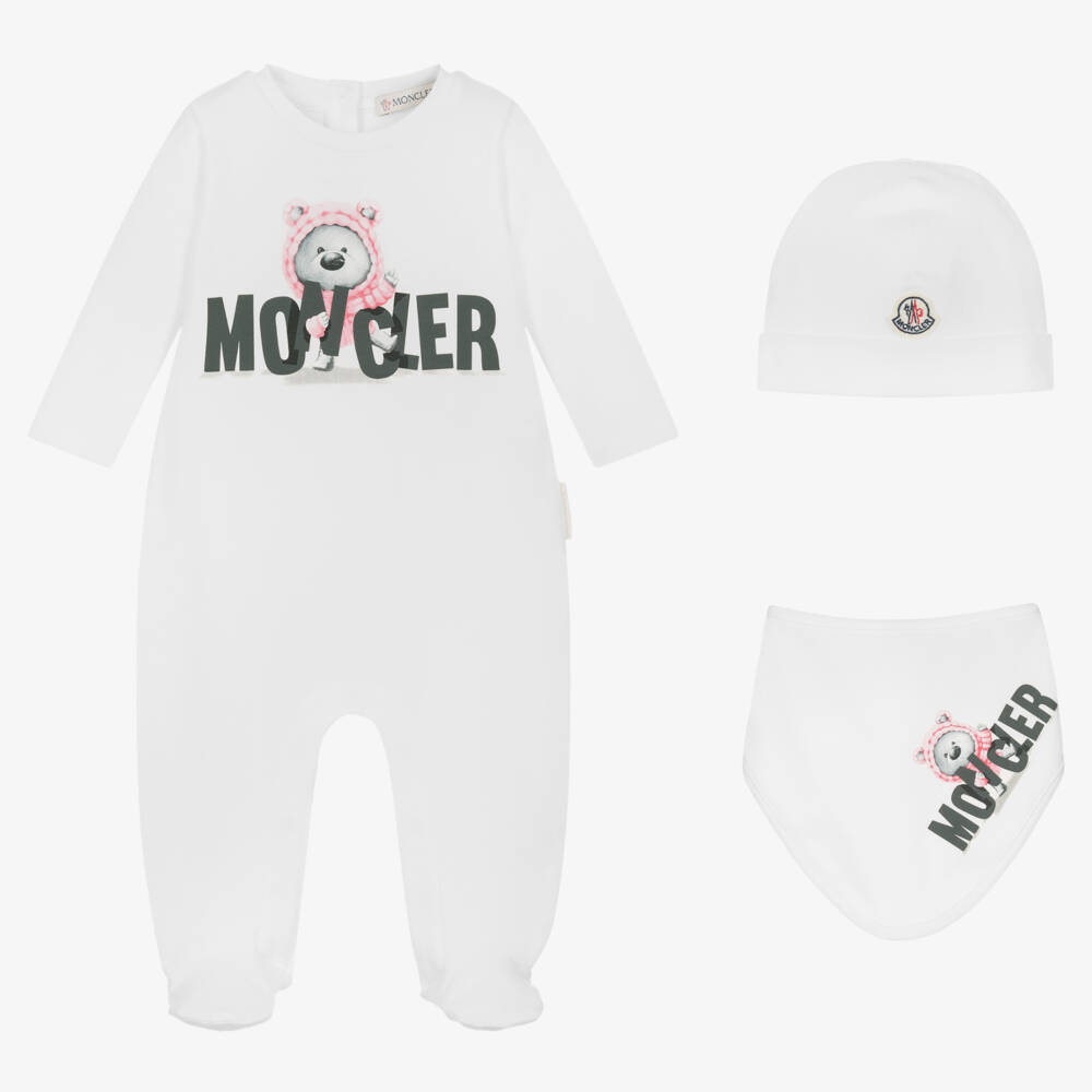 Moncler Enfant-طقم ملابس قطنية بيضاء للرضع | Childrensalon Outlet