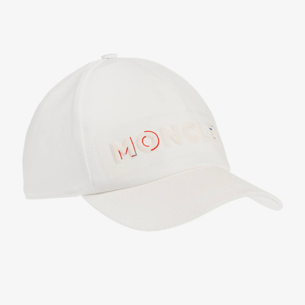 Moncler Enfant-قبعة قطنية بيضاء بثلاثة ألوان | Childrensalon Outlet