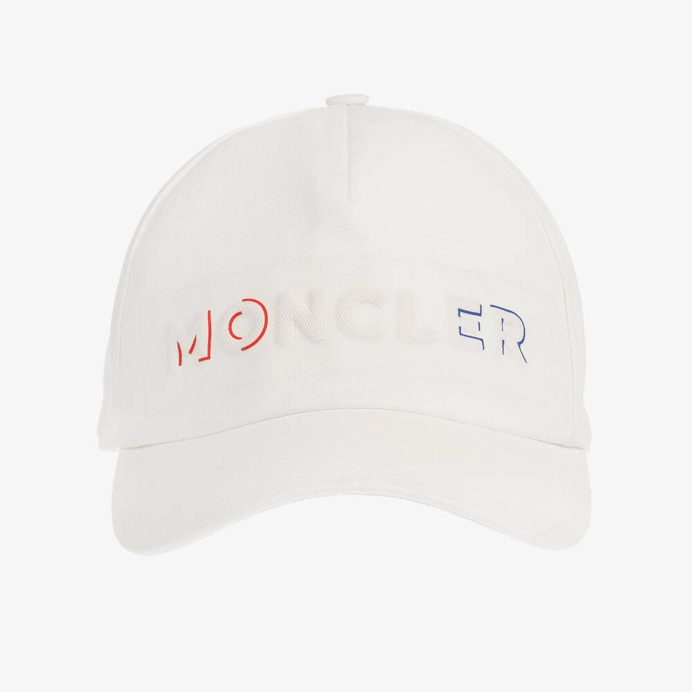 Moncler Enfant-قبعة قطنية بيضاء بثلاثة ألوان | Childrensalon Outlet