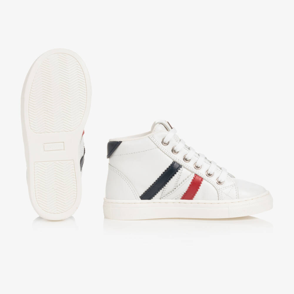 Moncler Enfant-حذاء رياضي عالي من الجلد الأبيض | Childrensalon Outlet