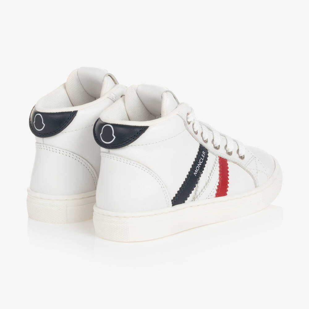Moncler Enfant-حذاء رياضي عالي من الجلد الأبيض | Childrensalon Outlet