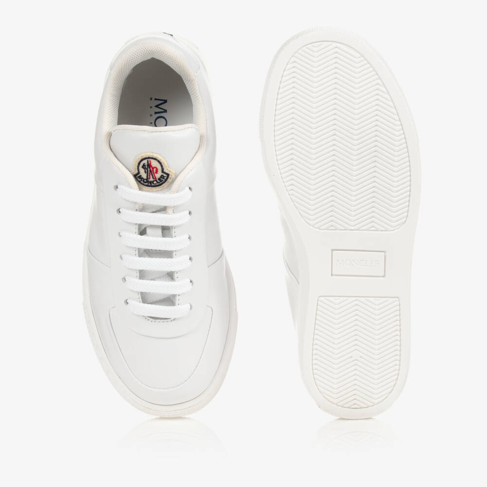 Moncler Enfant-White Leather Lace-Up Sneakers | Childrensalon Outlet