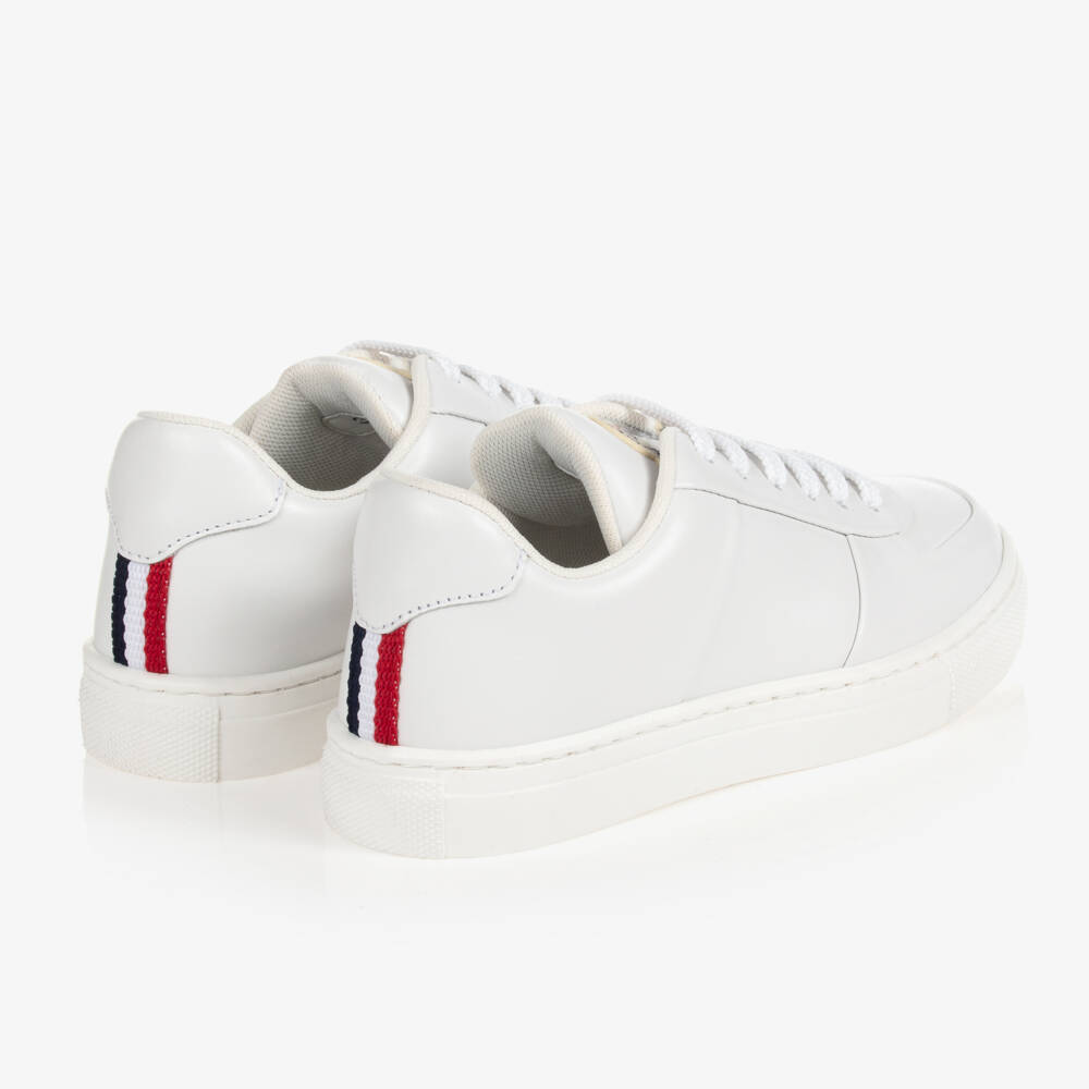 Moncler Enfant-White Leather Lace-Up Sneakers | Childrensalon Outlet