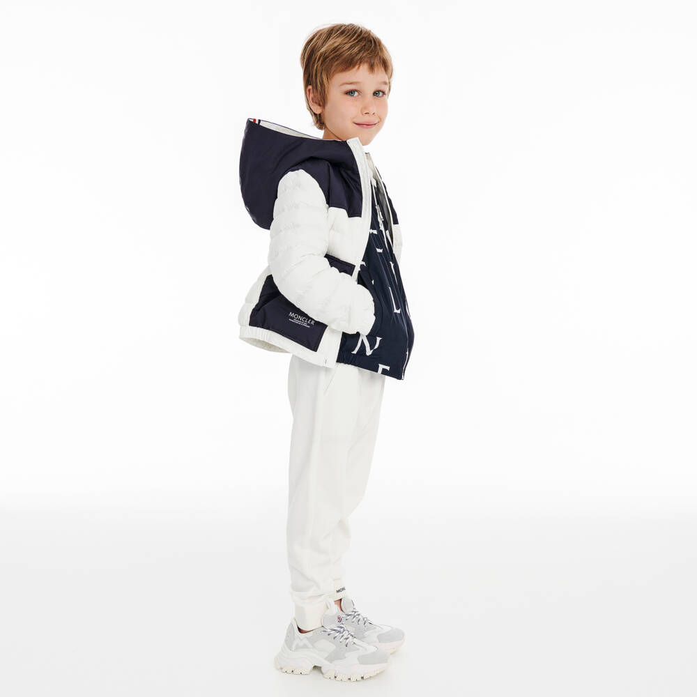 Moncler Enfant-حذاء رياضي أبيض من جلد السويد برباط | Childrensalon Outlet